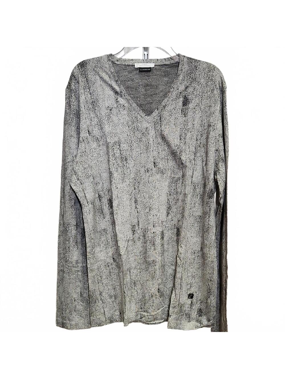 Versace Collection | Men's Textured Gray V-Neck Sweaterle | XXL